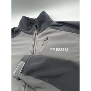 Kuiu Jacket Men's Large Teton Active Black Grey Soft Shell Fleece Full Zip‎
